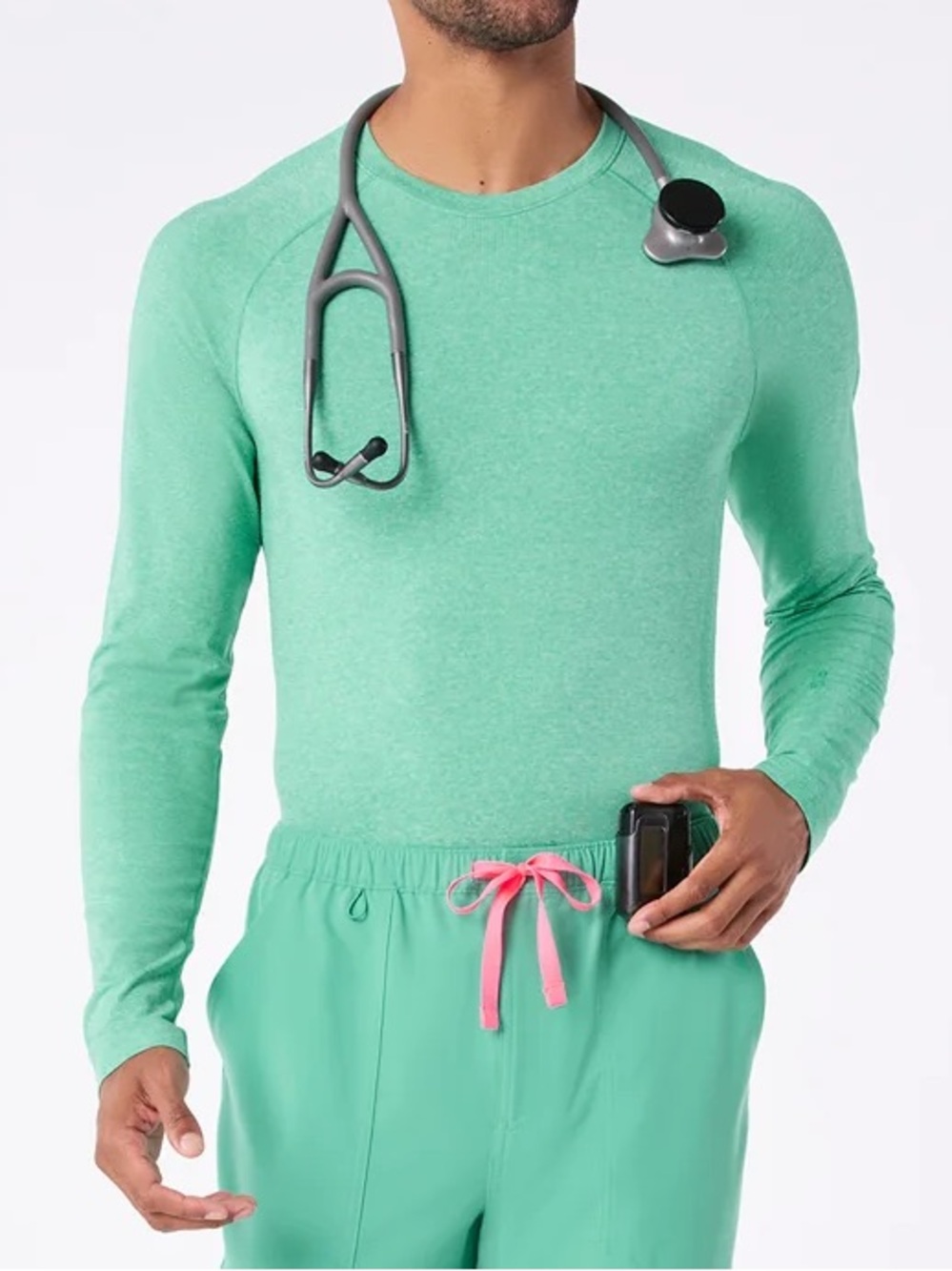 Figs Makato Seamless Longsleeve Underscrub Surgical Green Mint Men’s Small